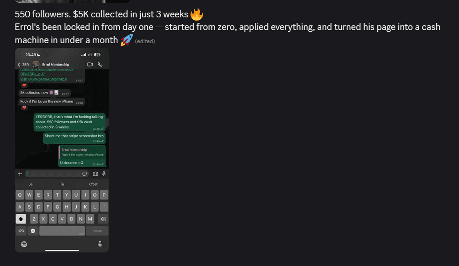550 Followers and $5,000 Collected in 3 Weeks